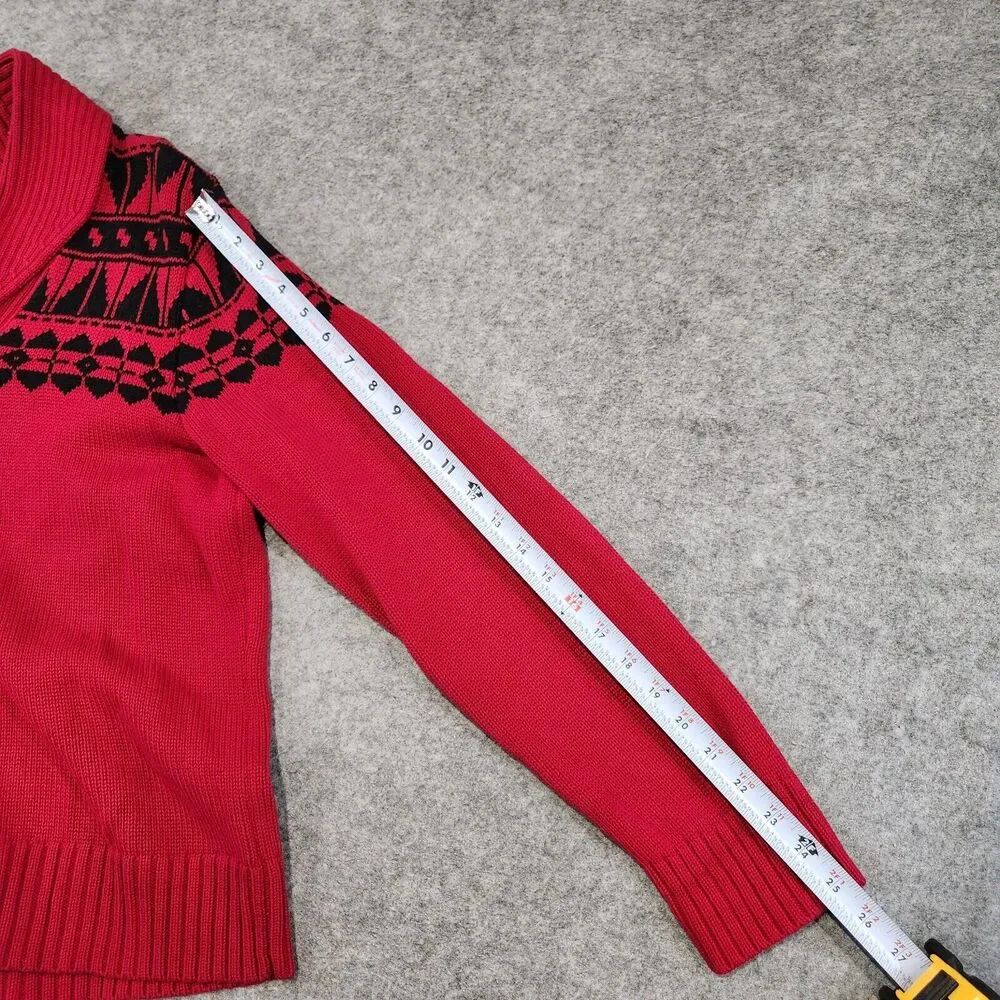 Ralph Lauren LRL Women XL Cotton Knit Shawl Collar Aztec Nordic Pullover Sweater